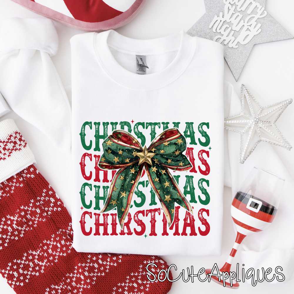 Christmas Christmas Christmas bow *DTF* Transfer