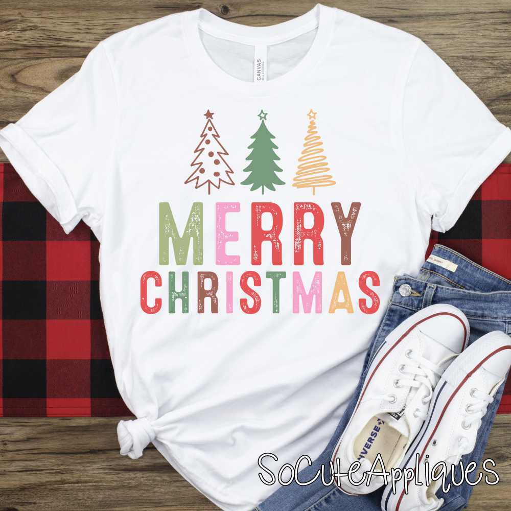 Merry Christmas trees pastel *DTF* Transfer