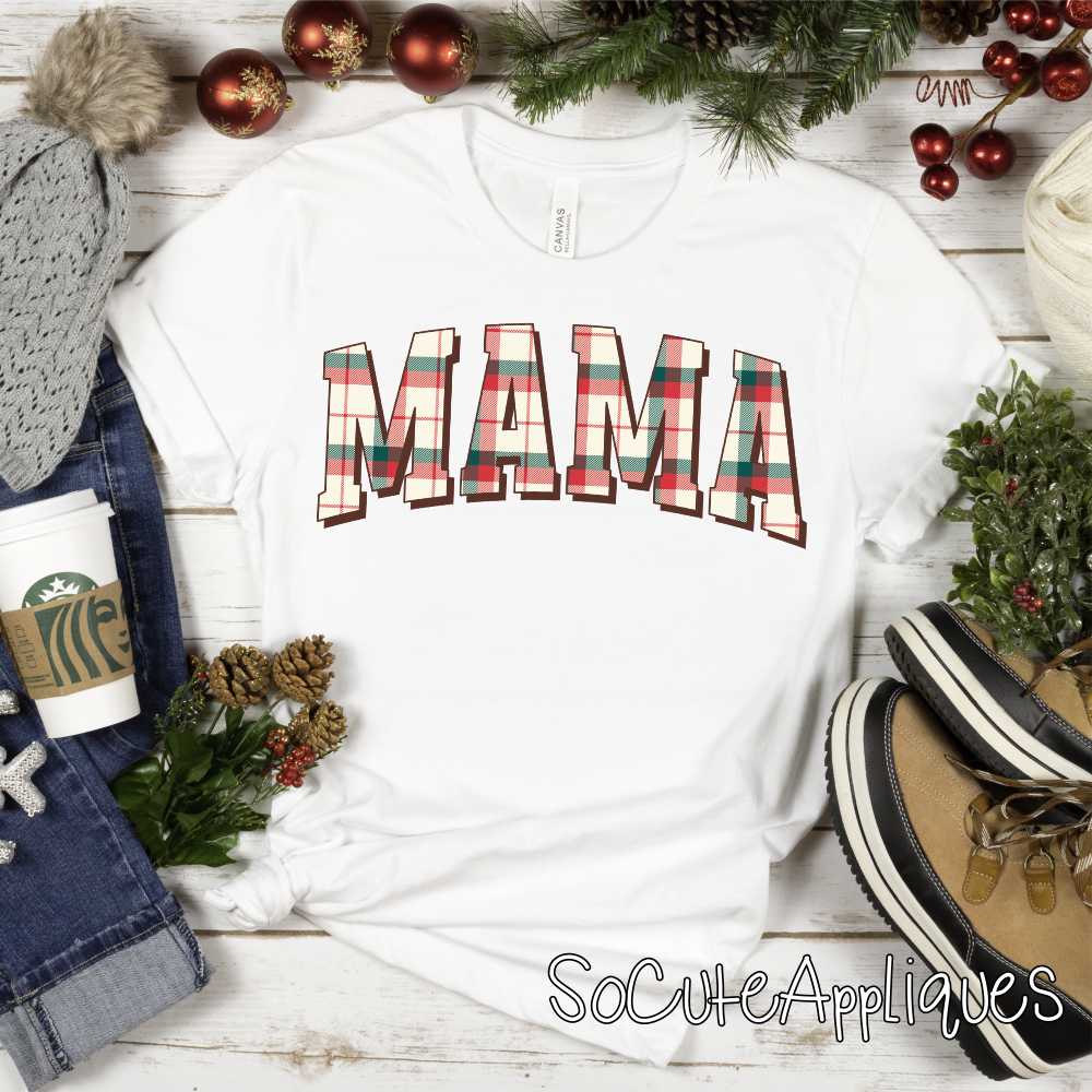 Mama Christmas plaid *DTF* Transfer
