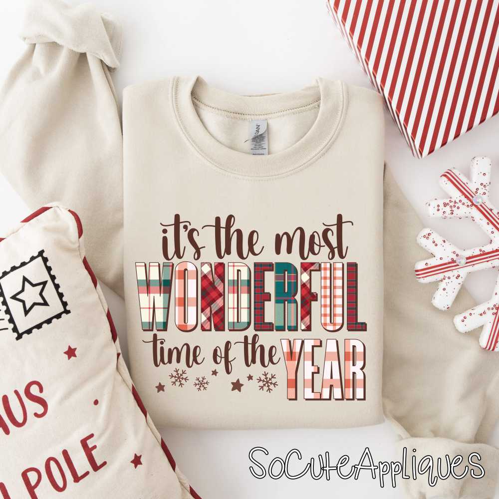 Its the most wonderful time Christmas plaid *DTF* Transfer