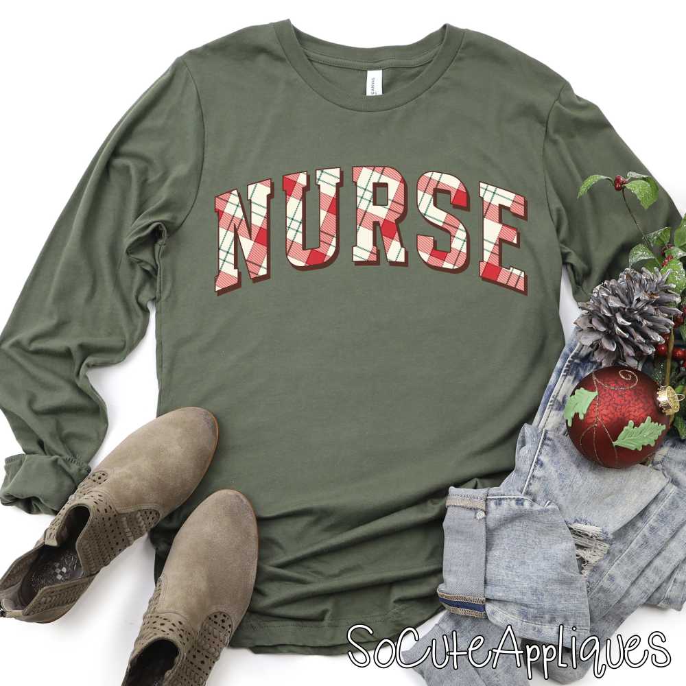 Nurse Christmas plaid *DTF* Transfer