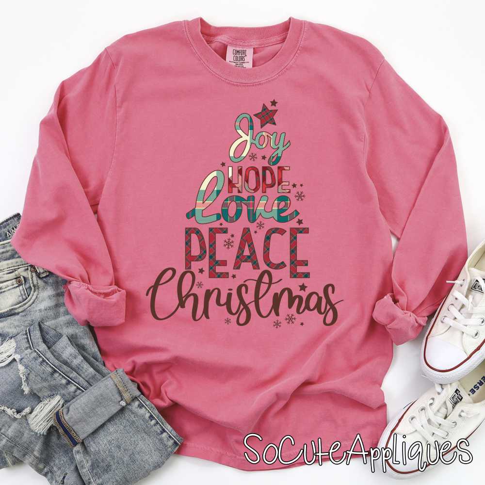 Joy hope love Christmas plaid *DTF* Transfer