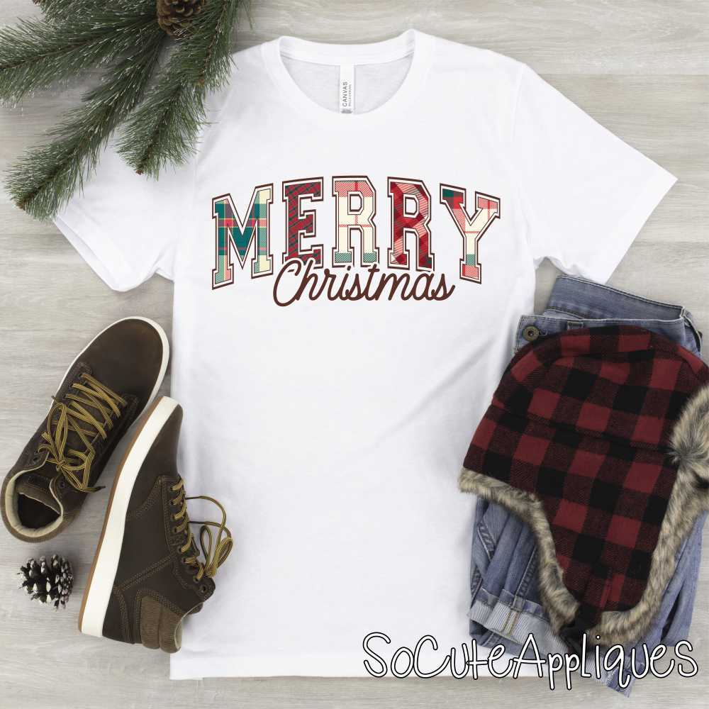 Merry Christmas plaid *DTF* Transfer