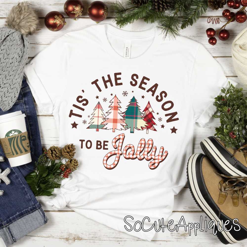 Tis the season to be jolly Christmas plaid *DTF* Transfer