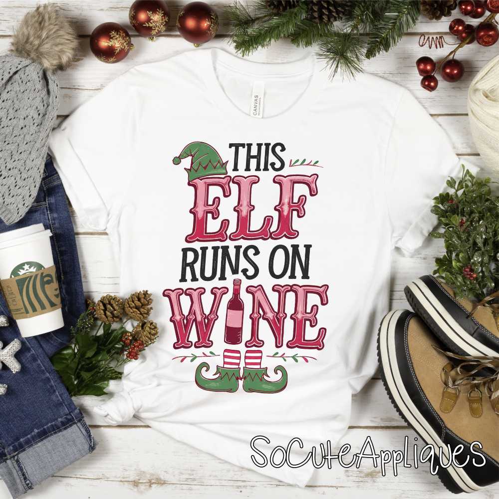 This elf runs on wine *DTF* Transfer