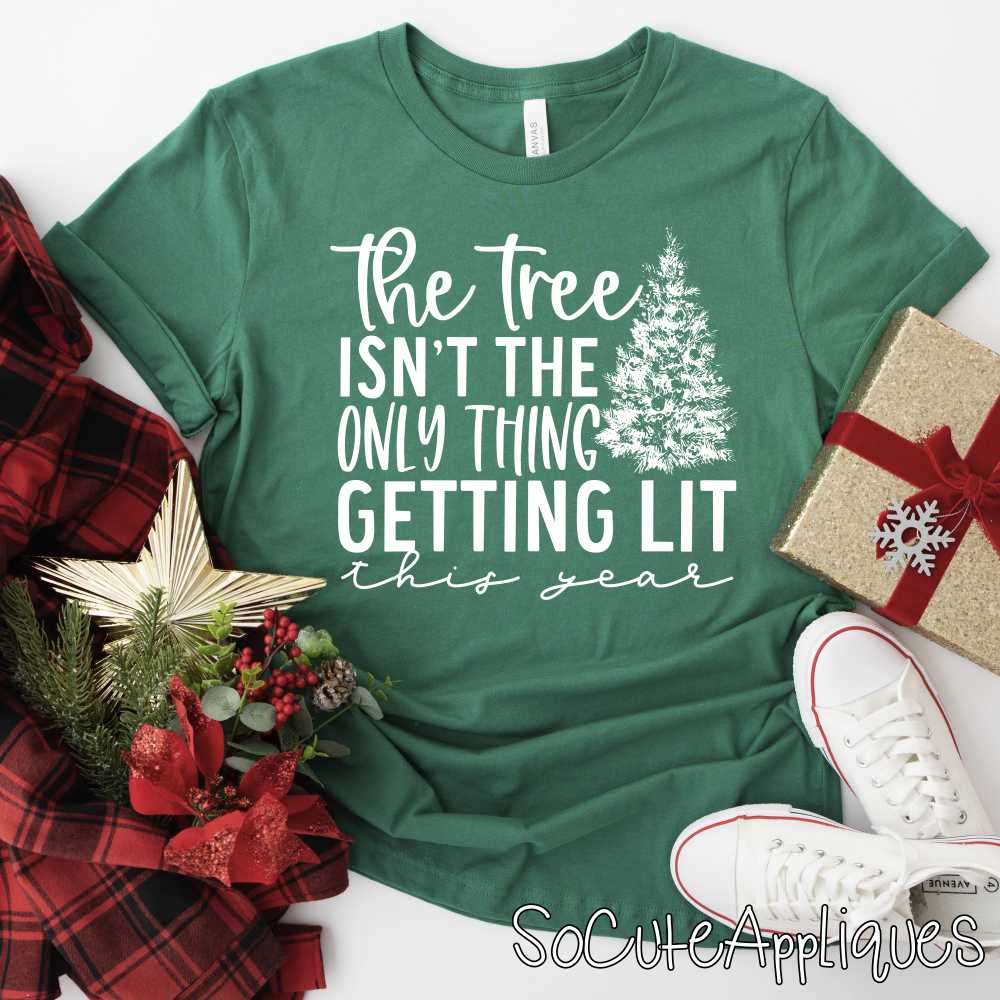 The tree isnt the only thing getting lit WHITE *DTF* Transfer