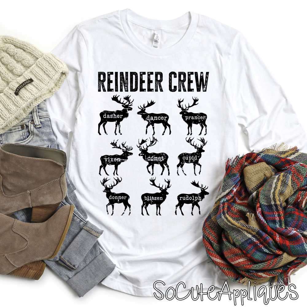 Reindeer crew BLACK *DTF* Transfer