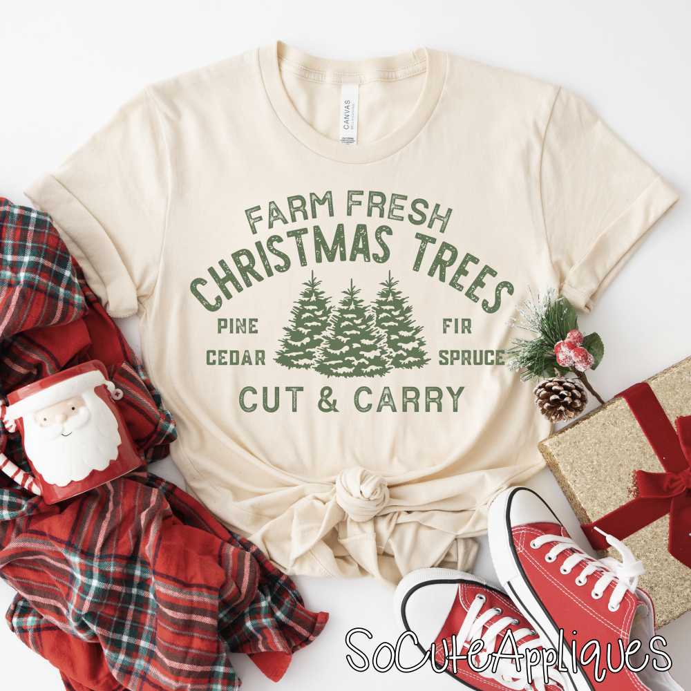 Farm fresh Christmas trees GREEN *DTF* Transfer