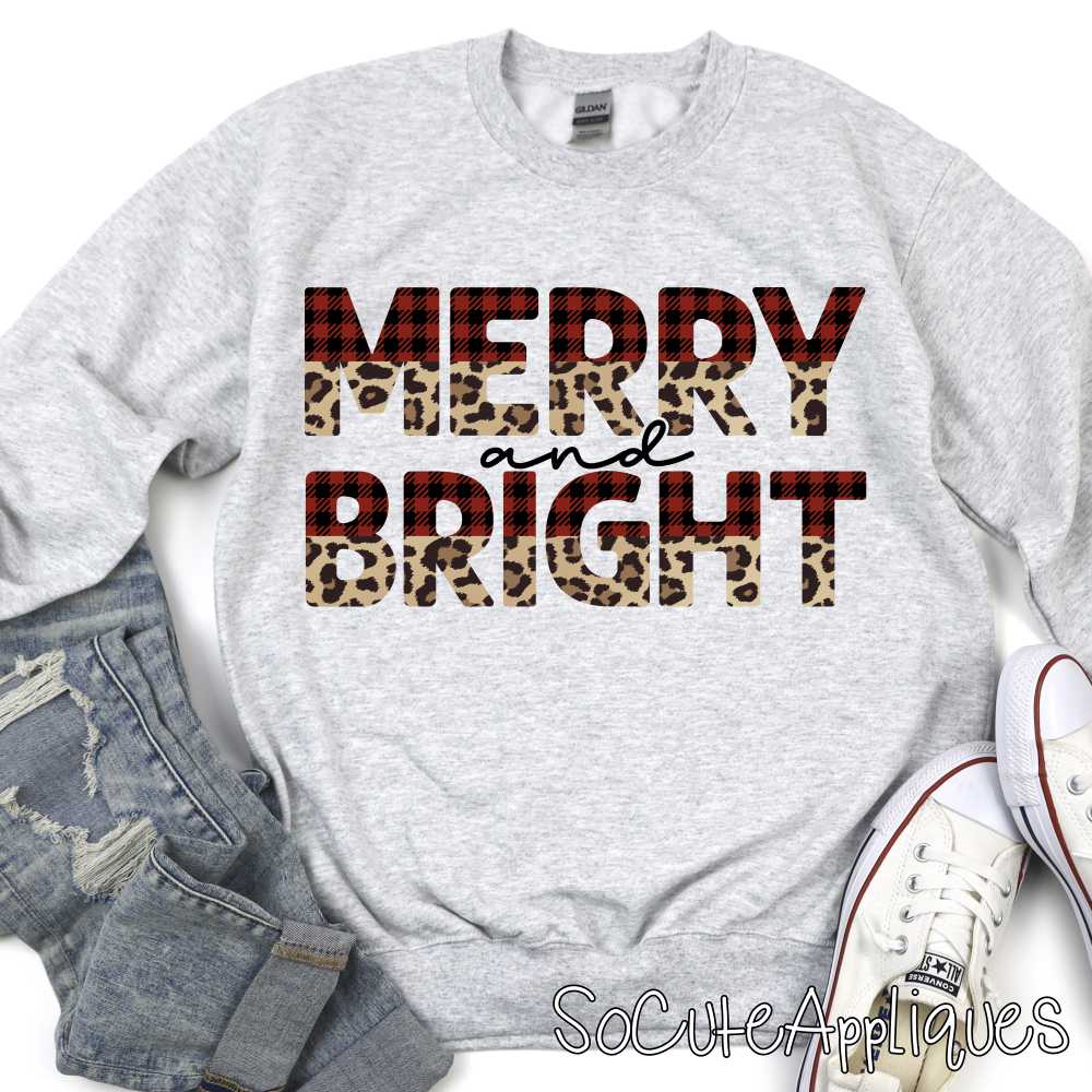 Merry and bright red plaid leopard *DTF* Transfer
