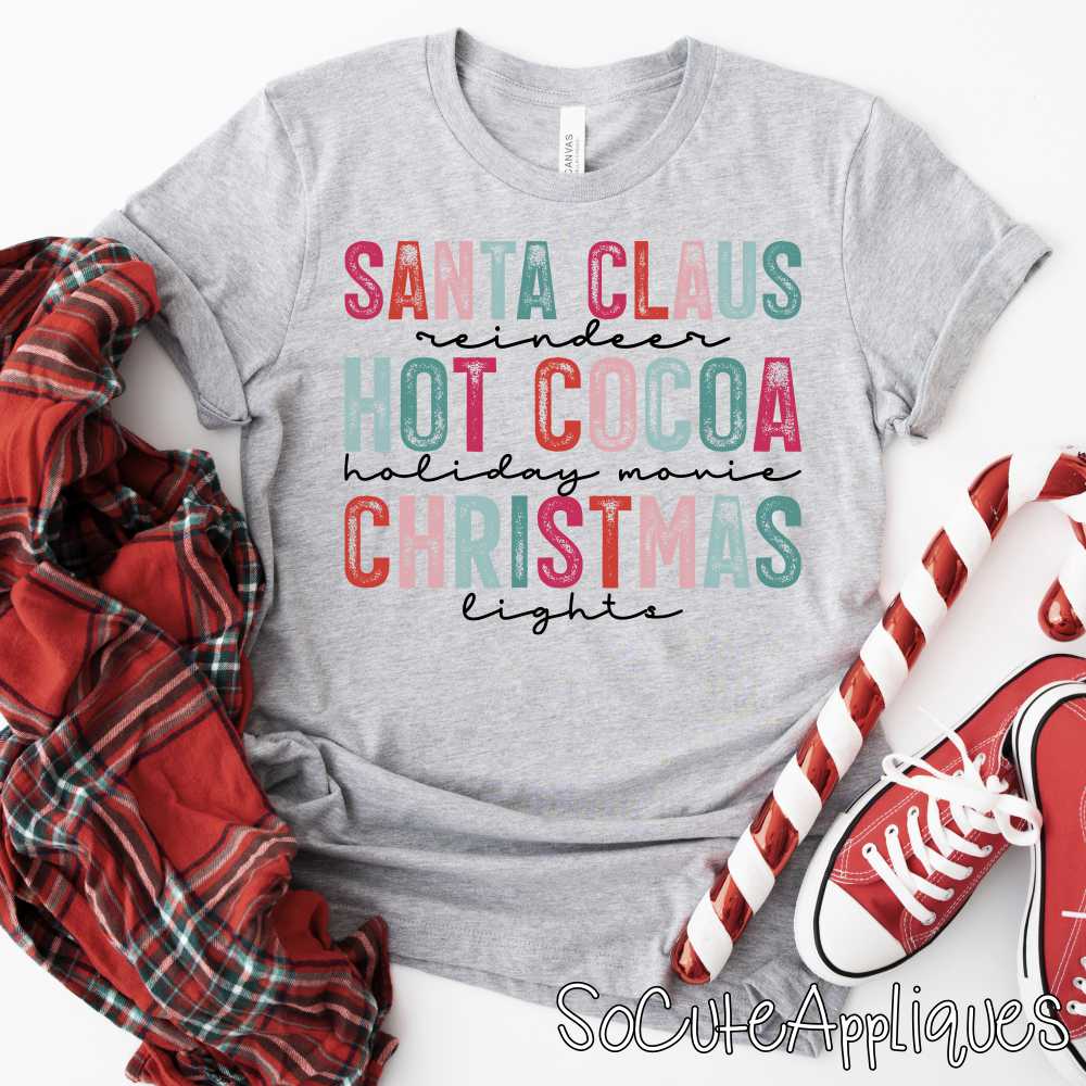 Santa Claus reindeer words BLACK *DTF* Transfer
