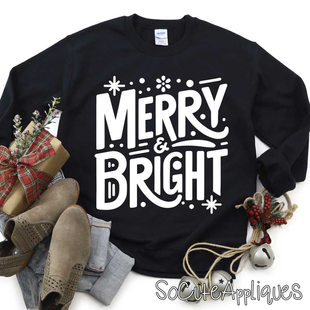 Merry and Bright WHITE *DTF* Transfer