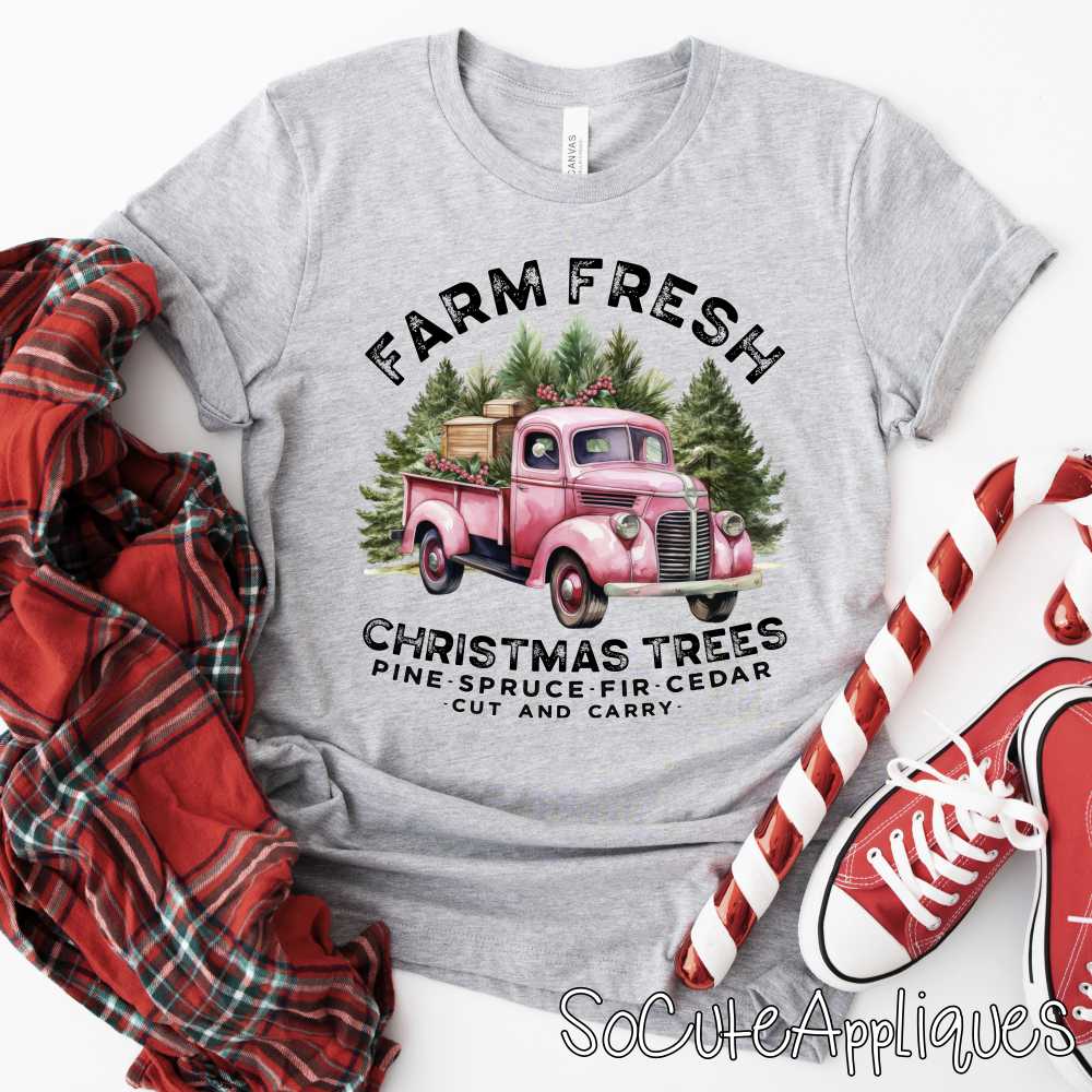 Farm Fresh Christmas trees BLACK *DTF* Transfer