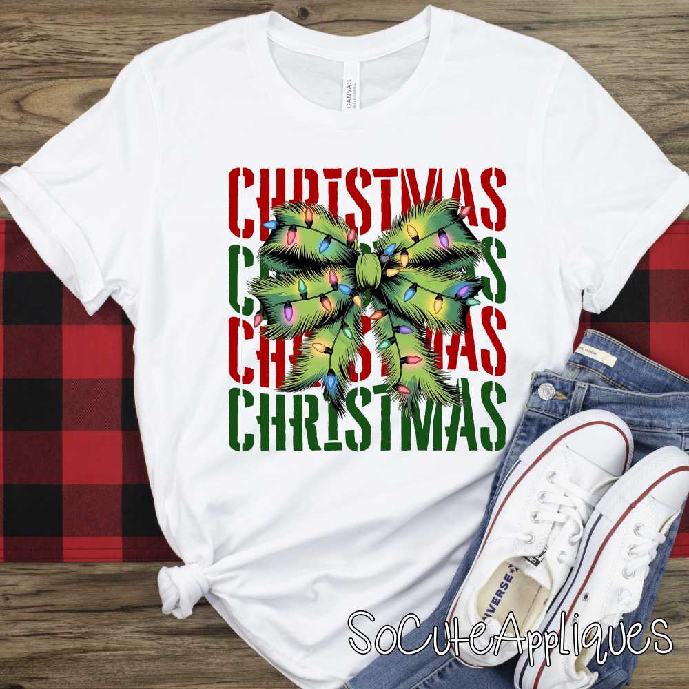 Christmas green bow *DTF* Transfer
