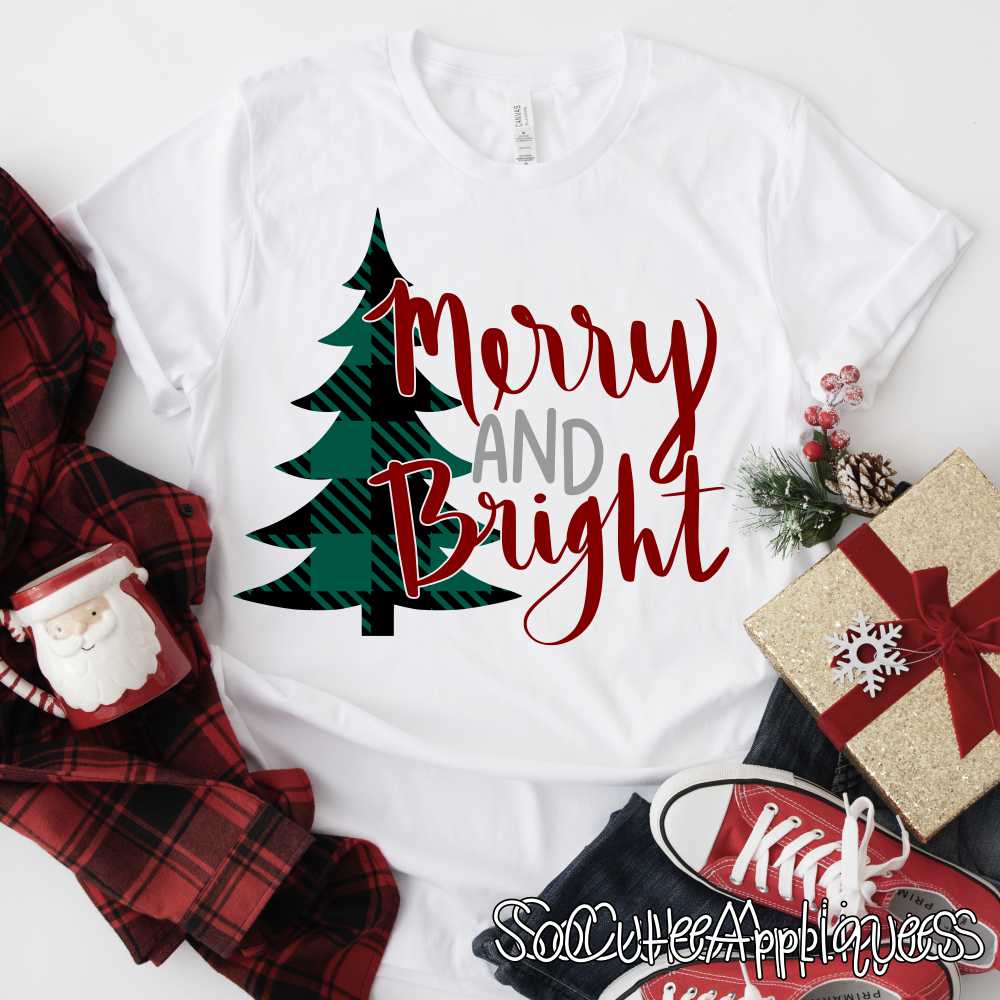 Merry and bright plaid tree *DTF* Transfer