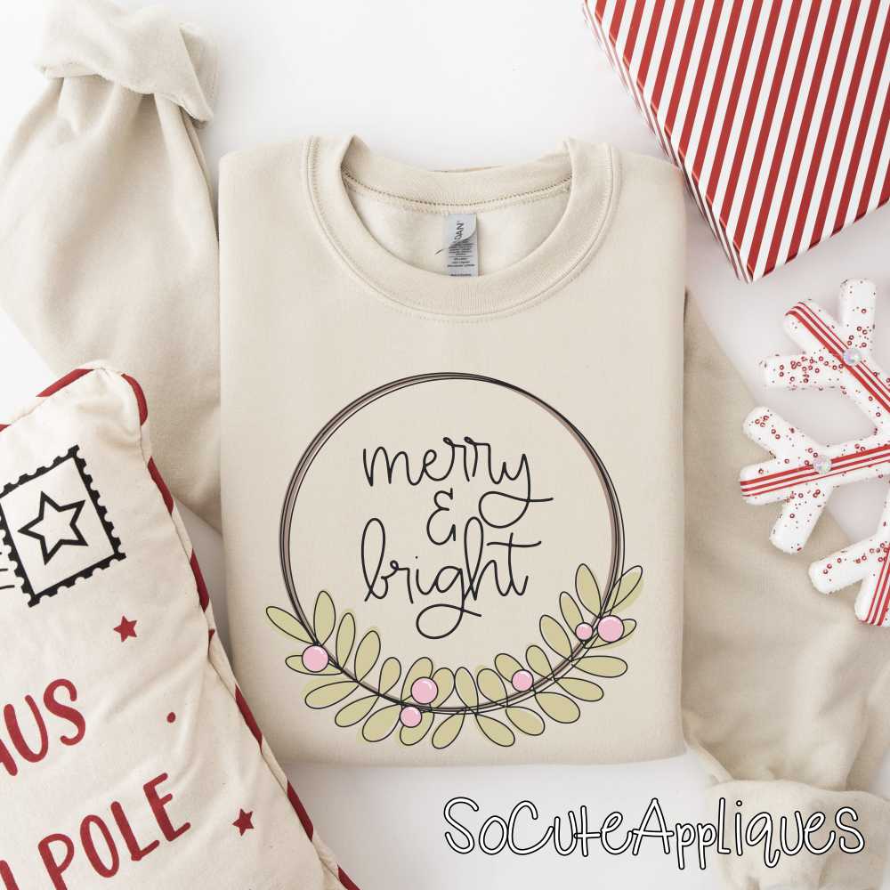 merry and bright circle *DTF* Transfer