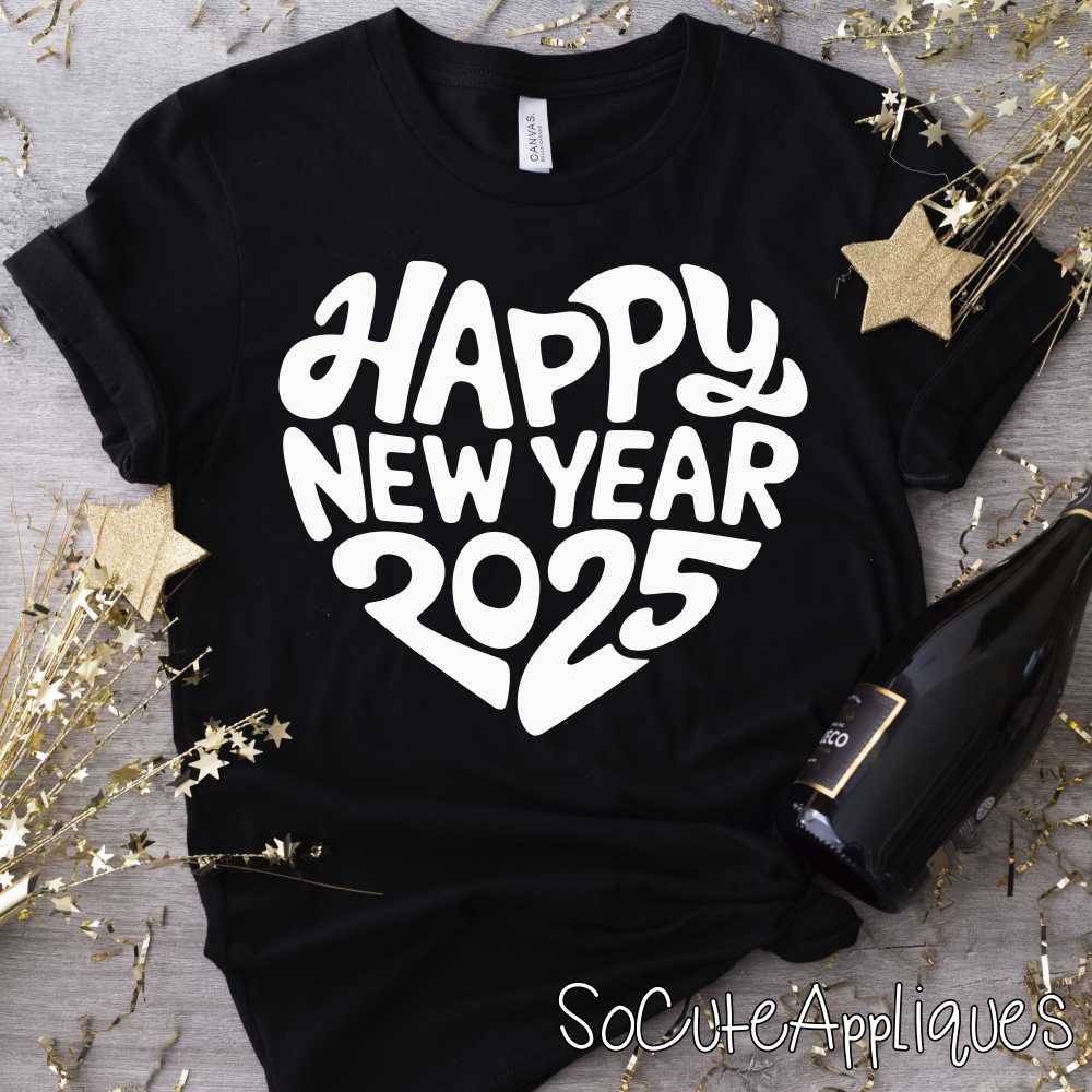 Happy new year heart WHITE *DTF* Transfer