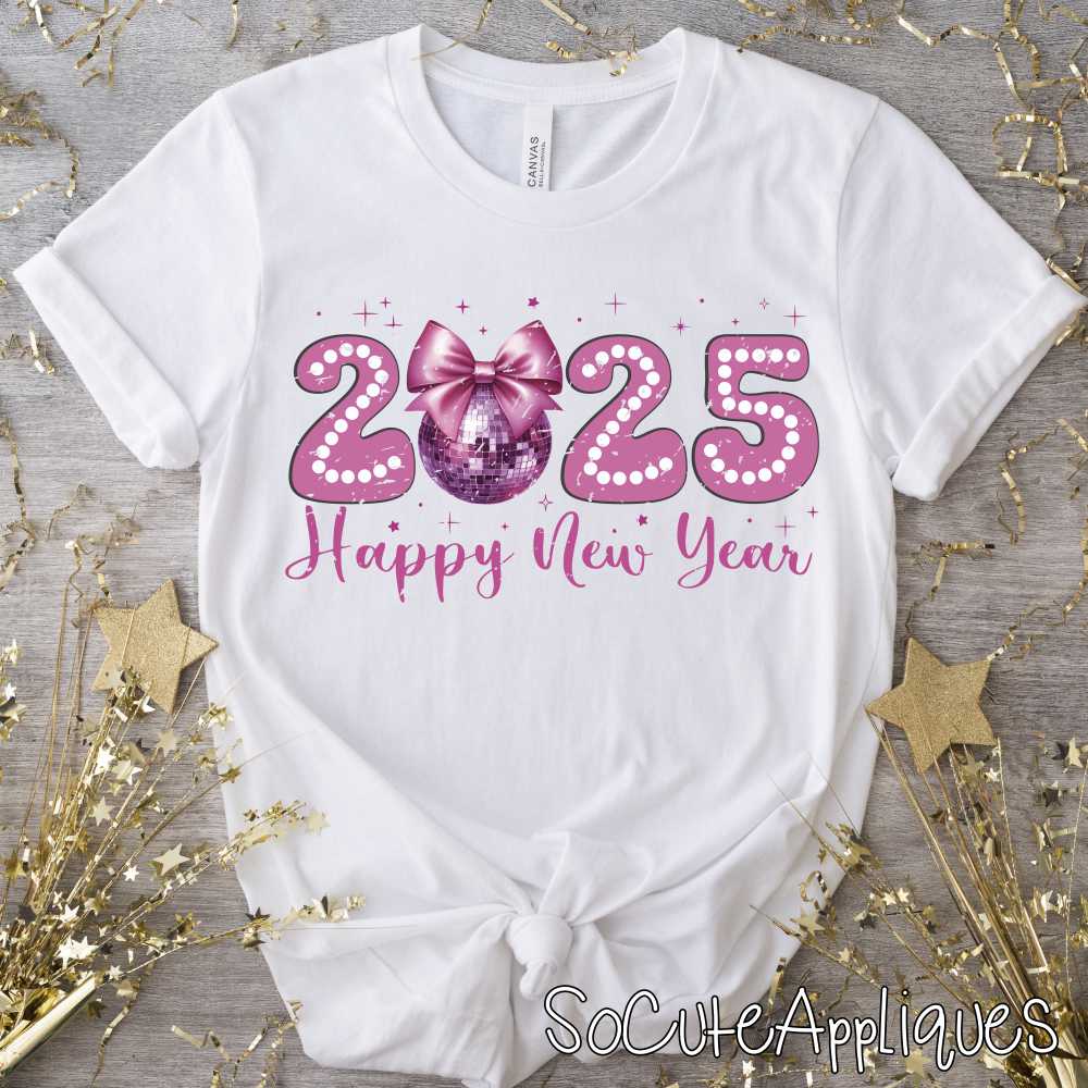 Happy new year pink disco ball *DTF* Transfer