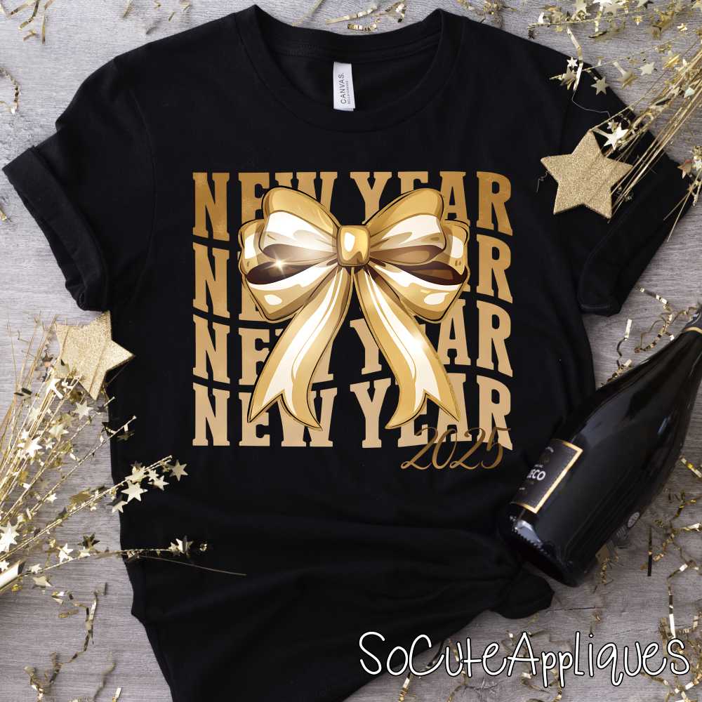 New year gold bow *DTF* Transfer