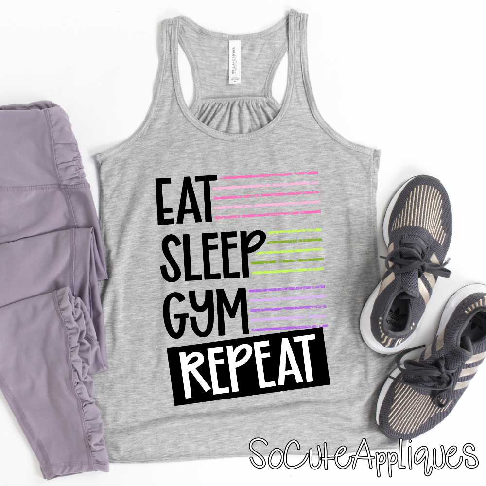 Eat sleep gym repeat stripes *DTF Transfer*