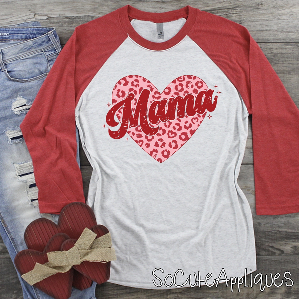 Mama LEOPARD HEART *DTF* Transfer