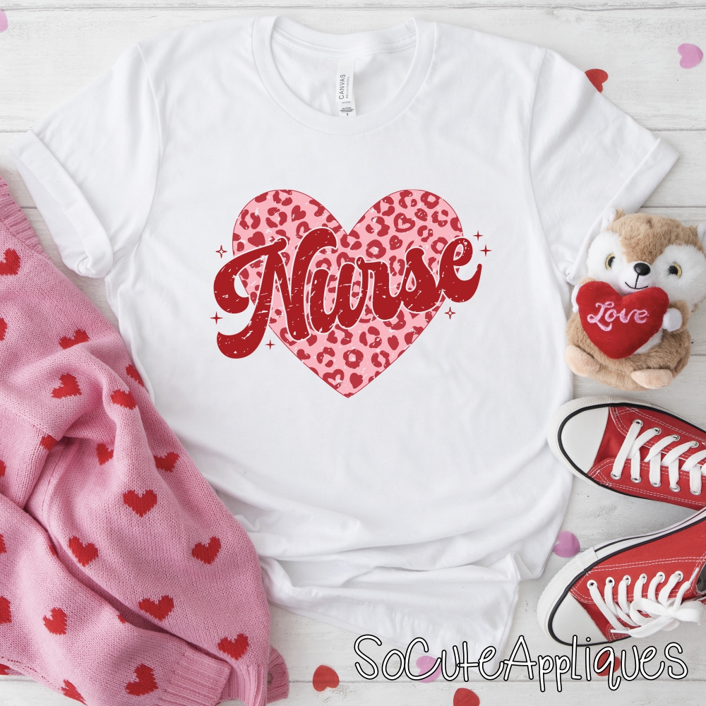 Nurse leopard HEART *DTF* Transfer