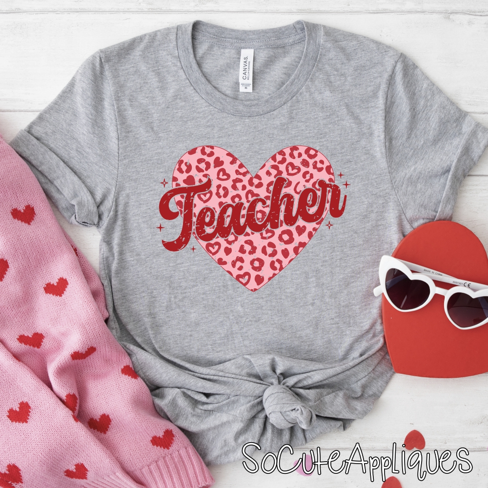 Teacher leopard heart *DTF* Transfer