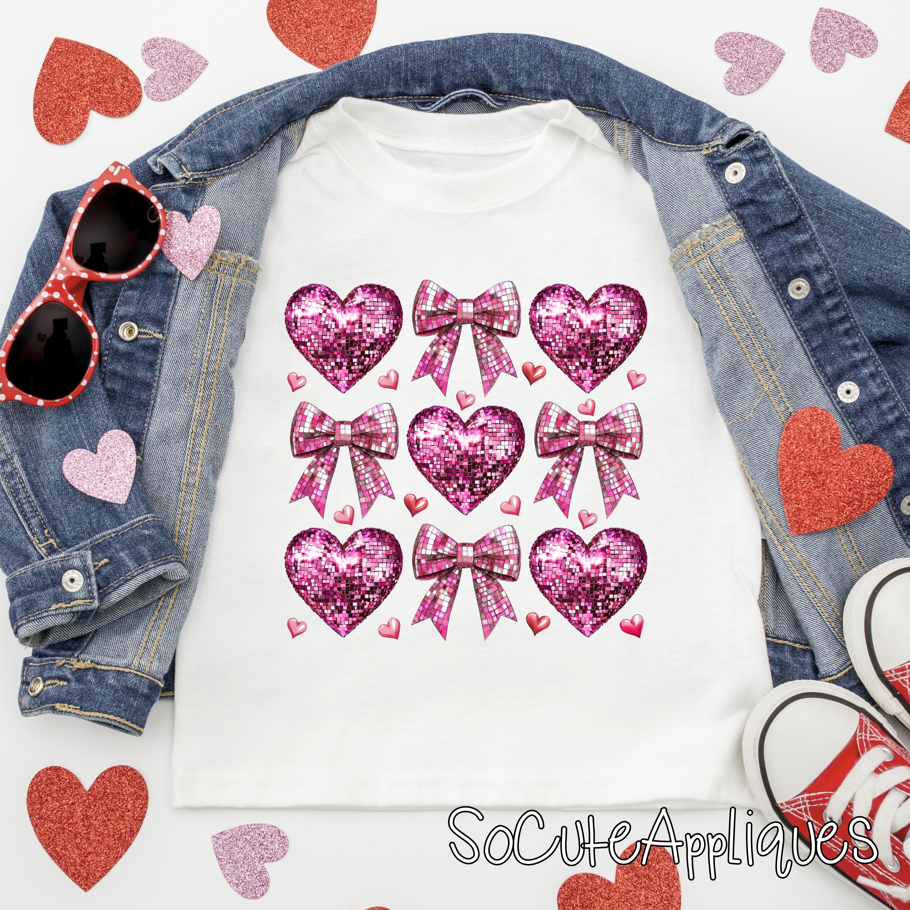 Pink disco HEARTS *DTF* Transfer