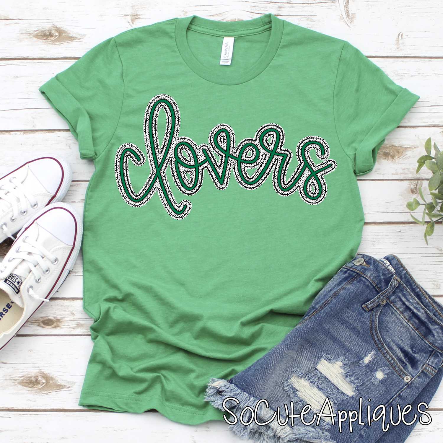 CLOVERS layered script Mascot with micro-dots *DTF* Transfer Jenny Sutherlin