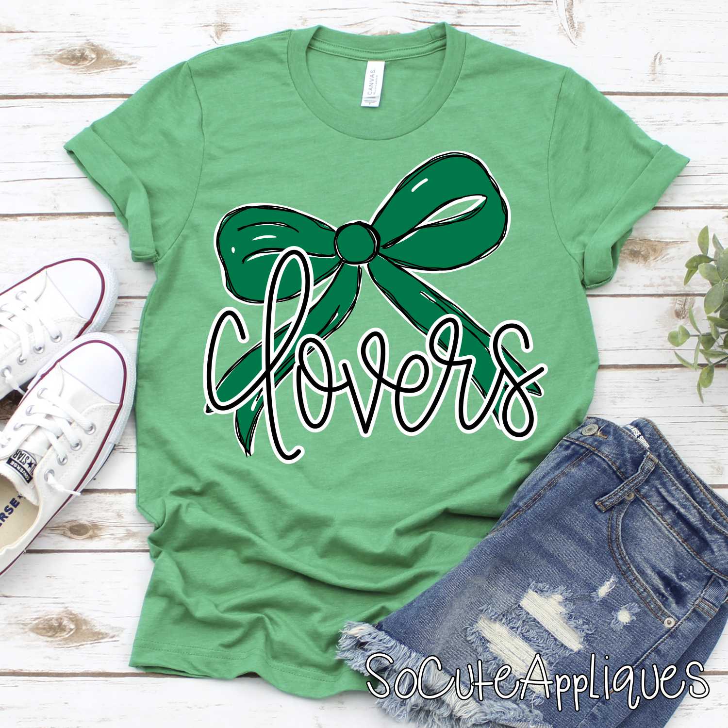 CLOVERS script Mascot on colored bow *DTF* Transfer Jenny Sutherlin