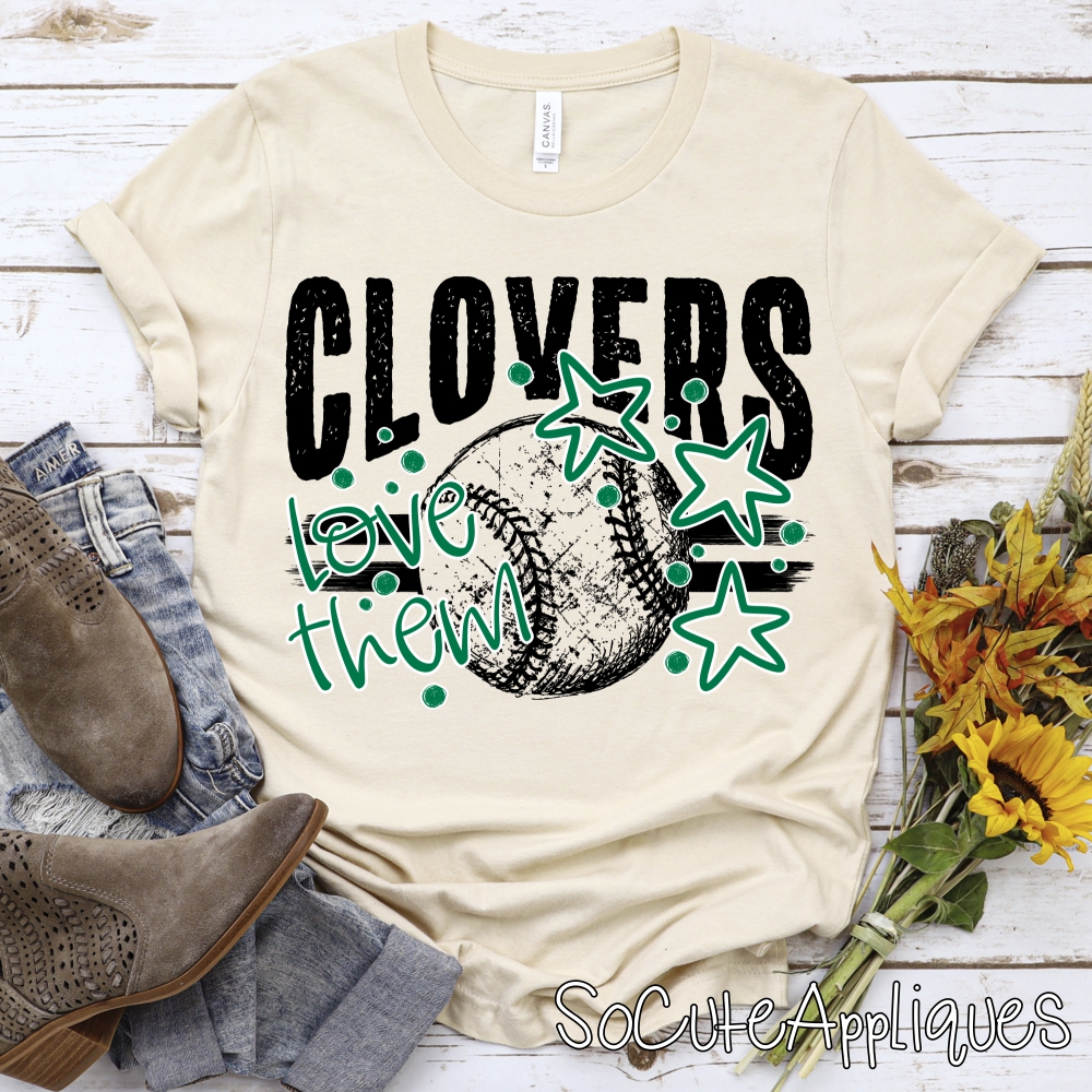 CLOVERS Graffiti Ball on stripes Mascot Baseball or Softball *DTF* Transfer Jenny Sutherlin