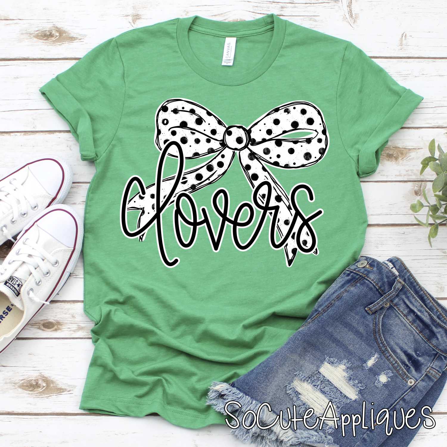 CLOVERS script Mascot on polka dot *DTF* Transfer Jenny Sutherlin