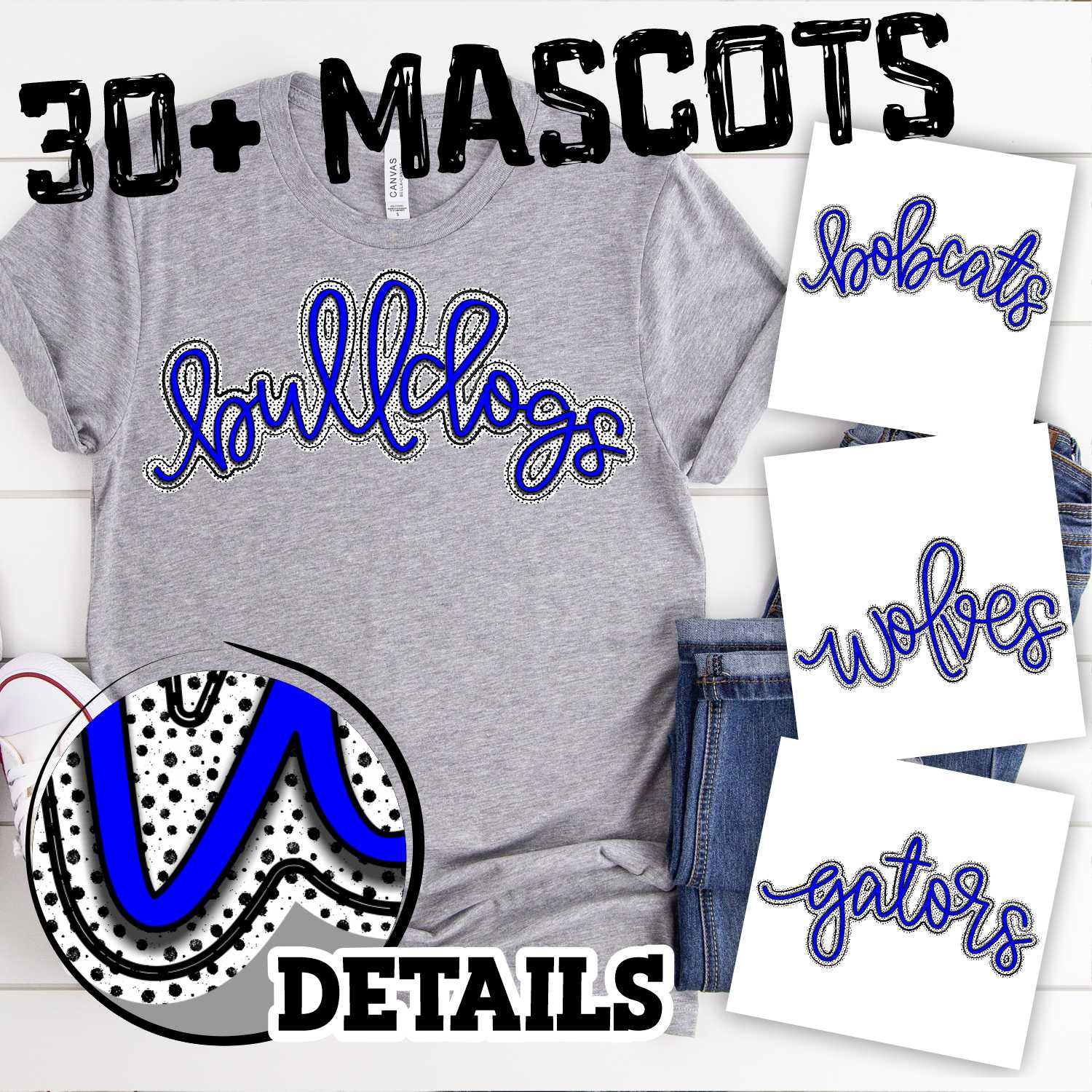 Layered script Mascot on black and white dots *DTF* Transfer