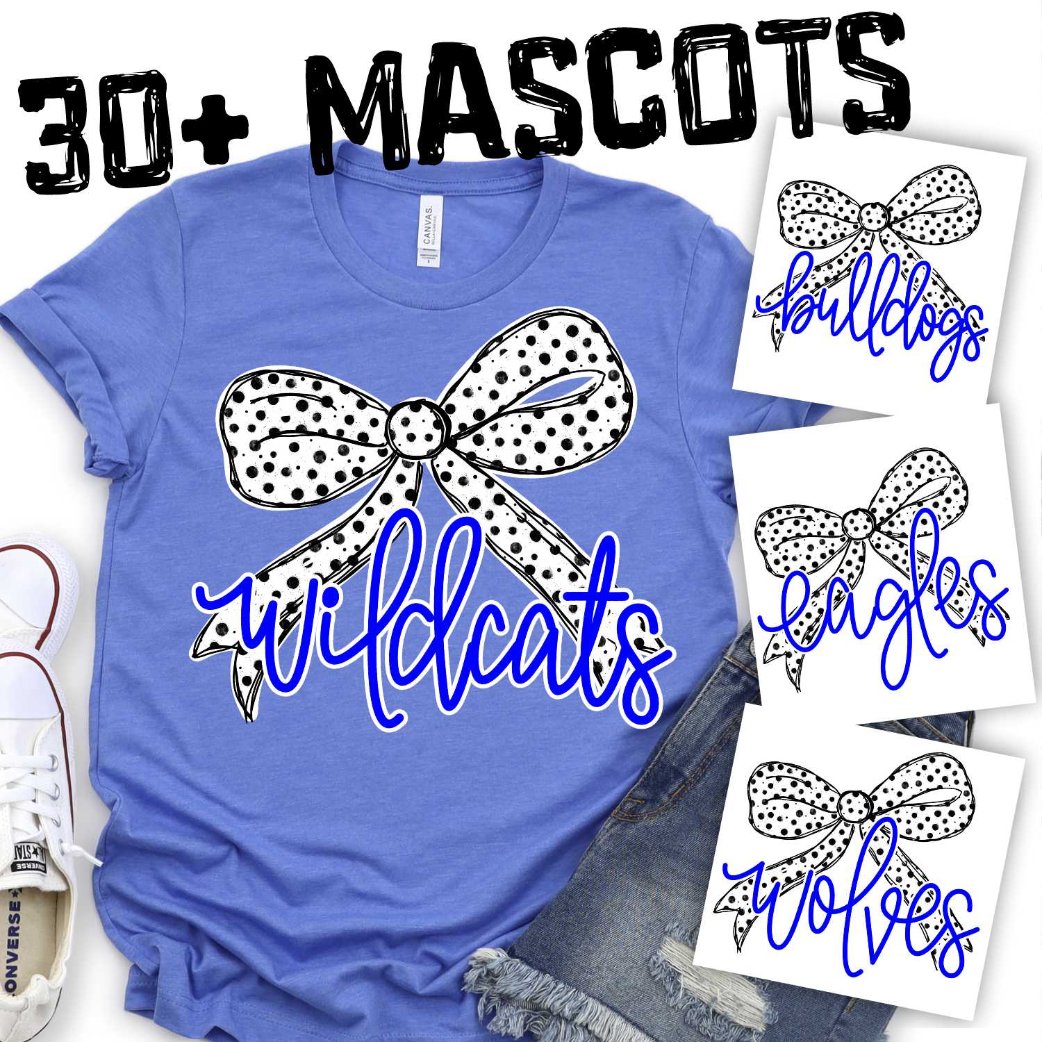 Mascot script with polka dot bow *DTF* Transfer