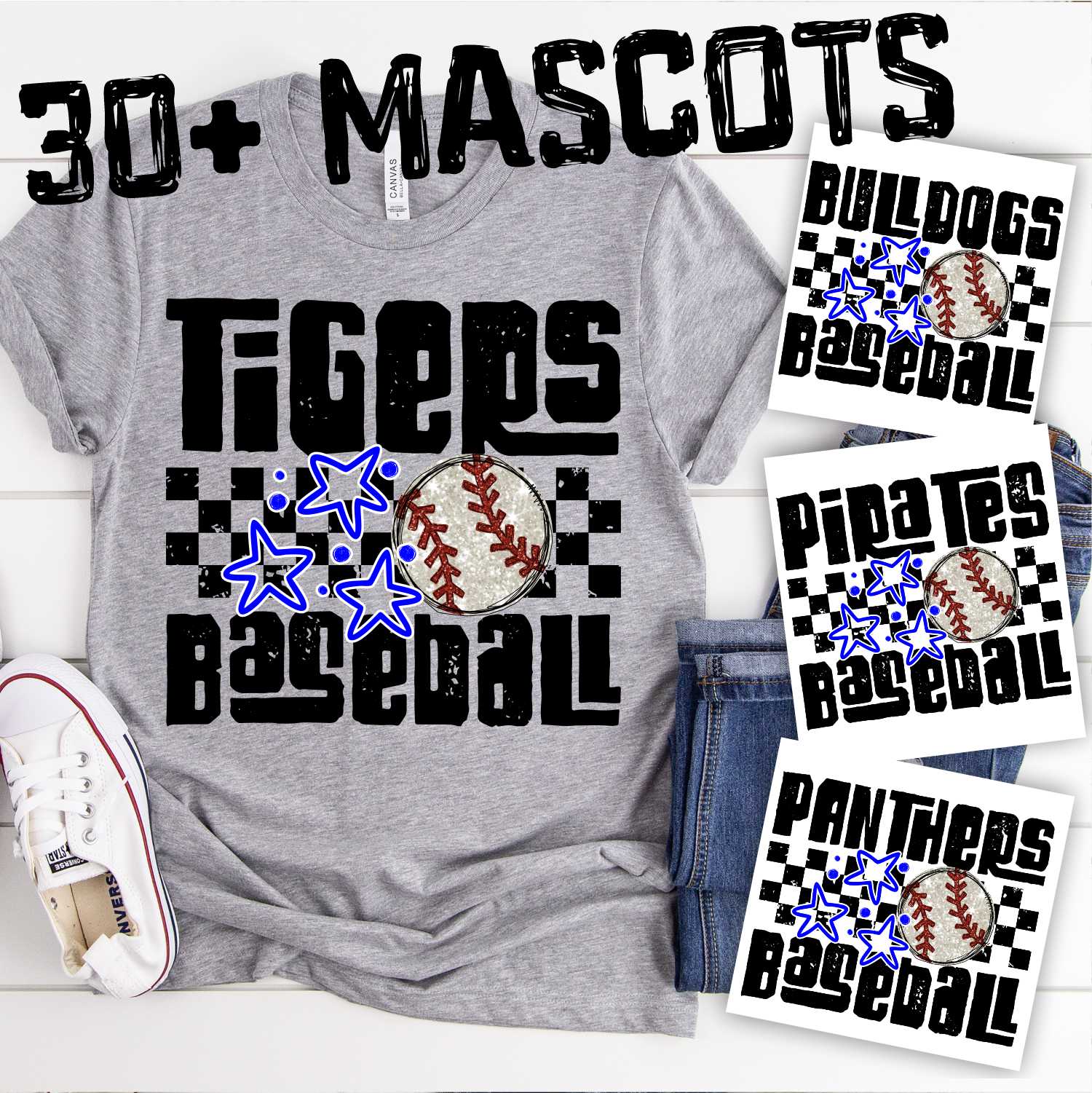 MASCOT Funky Baseball on checks *DTF* Transfer