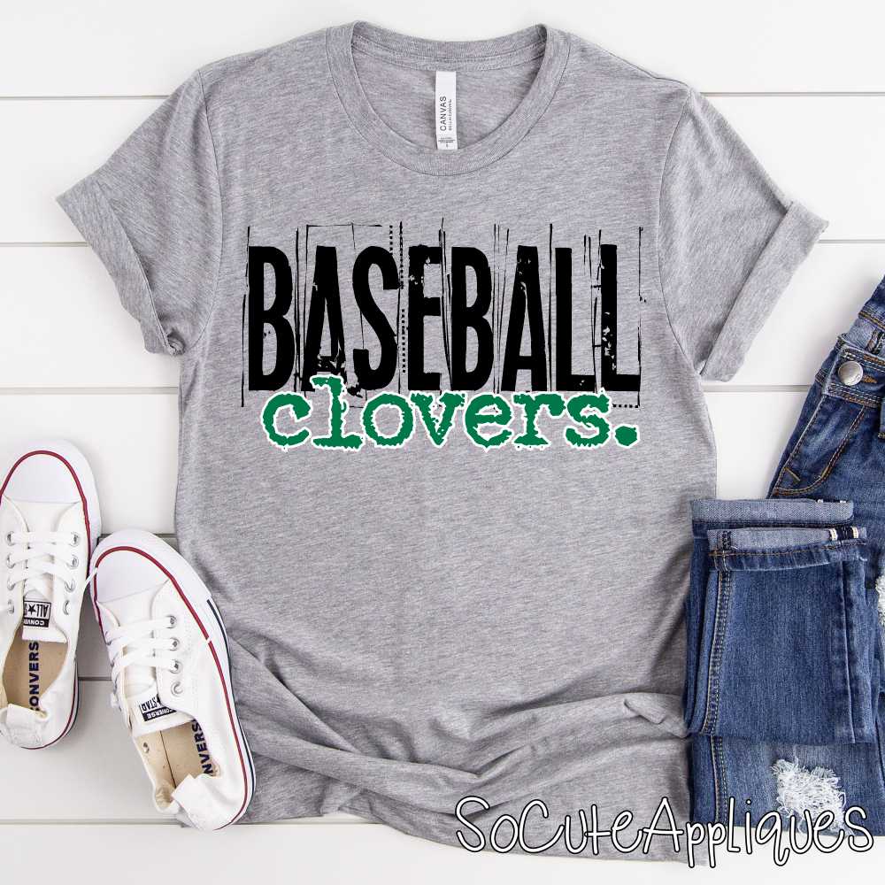 CLOVERS baseball messy *DTF* Transfer Jenny Sutherlin