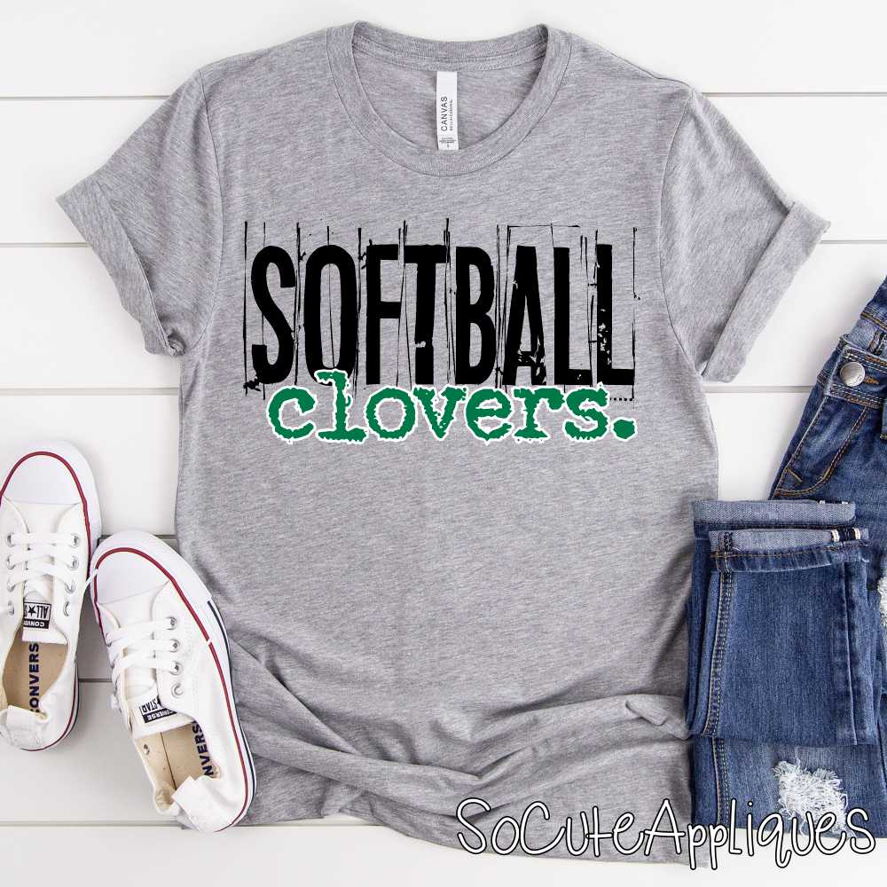 CLOVERS softball messy *DTF* Transfer Jenny Sutherlin