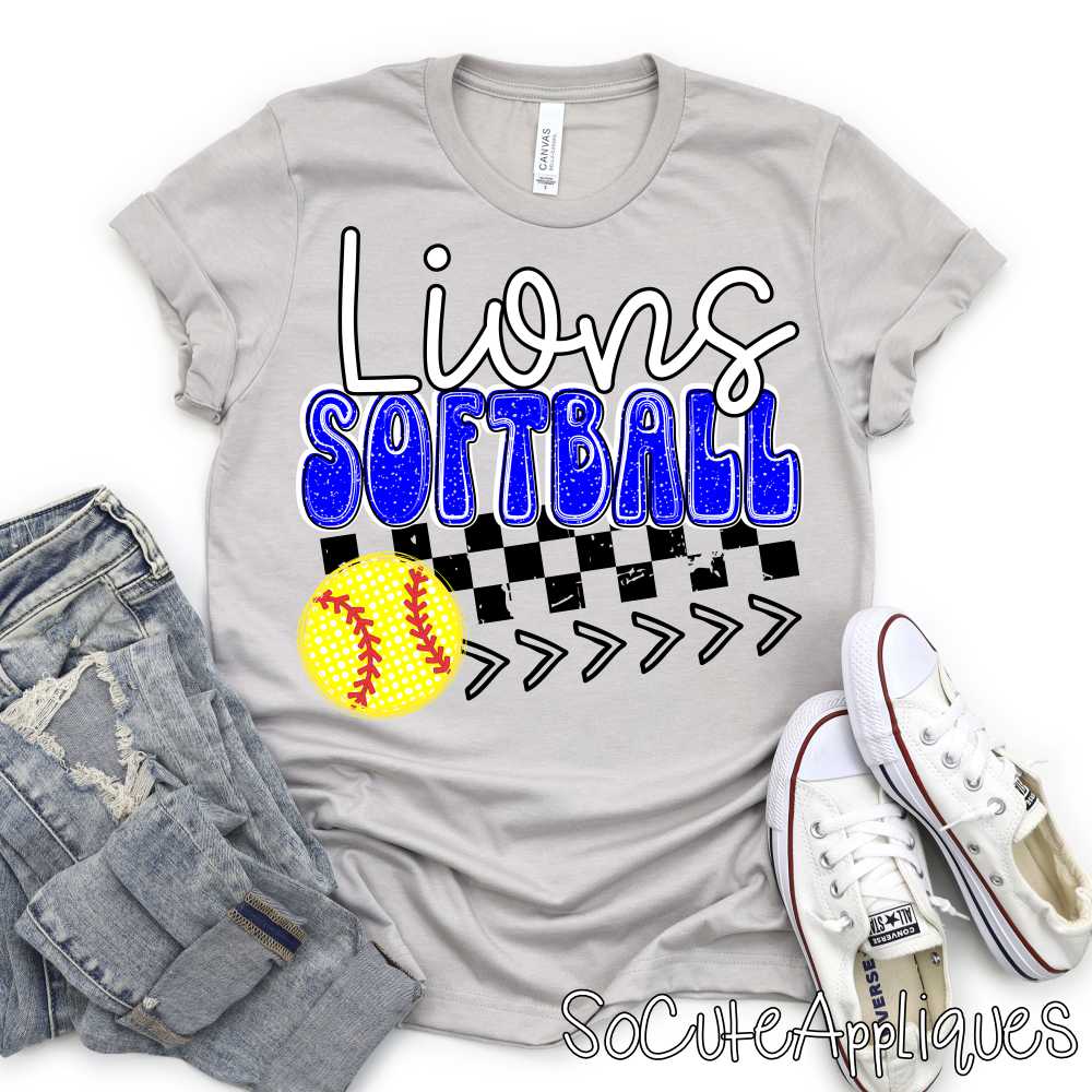 MASCOT softball on checks with softball and stitches *DTF* Transfer - Image 6