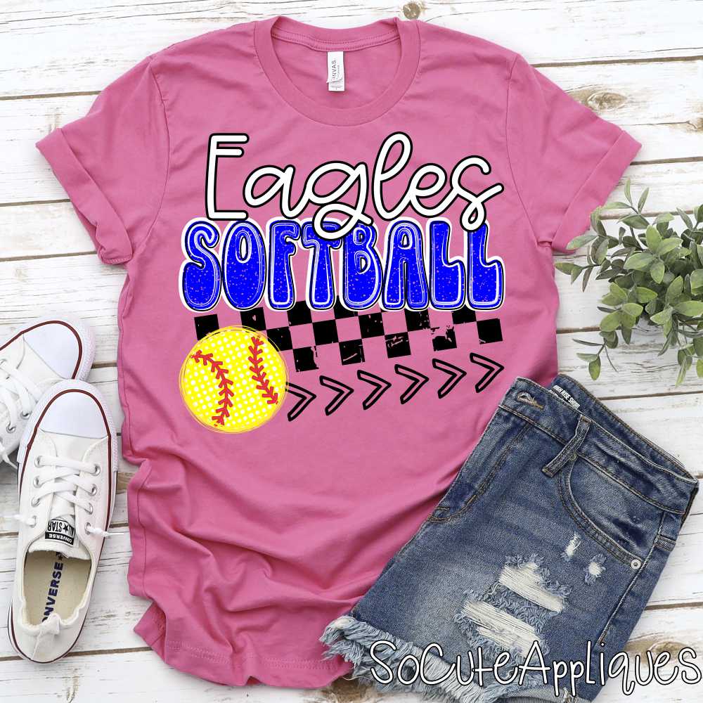 MASCOT softball on checks with softball and stitches *DTF* Transfer - Image 8