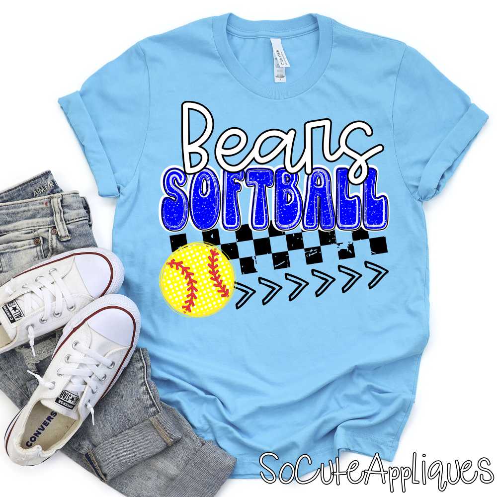 MASCOT softball on checks with softball and stitches *DTF* Transfer - Image 3