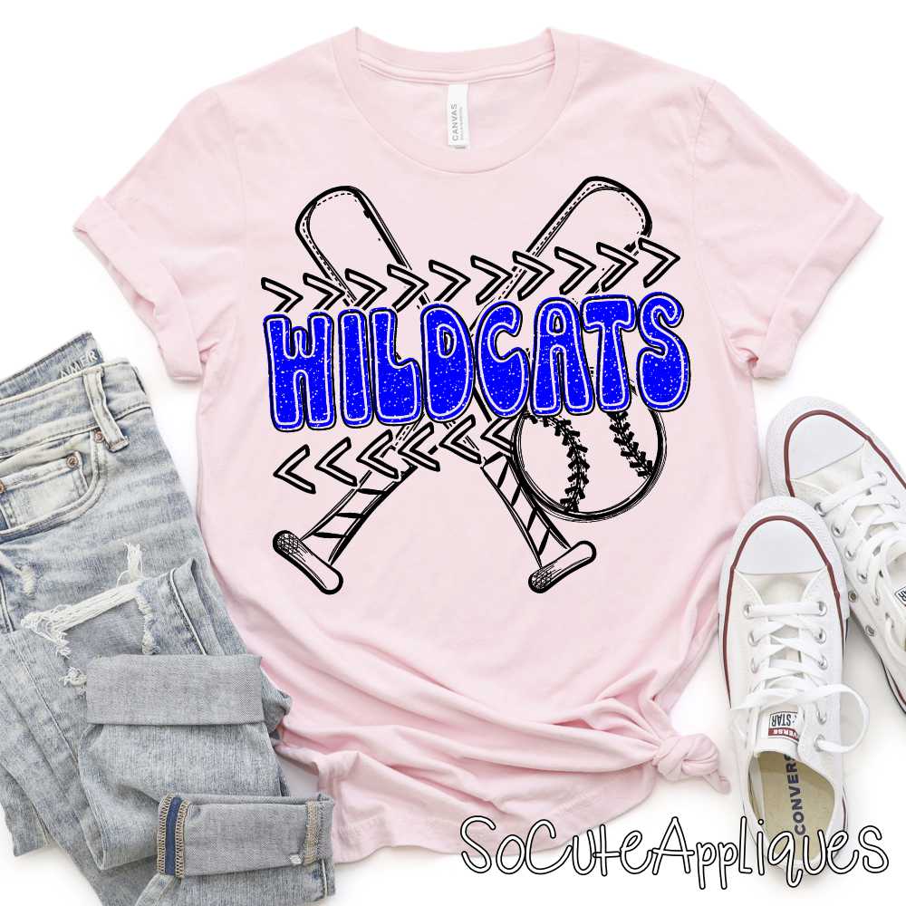 MASCOT Crossed bat stitches with TEAM color mascot *DTF* Transfer - Image 4