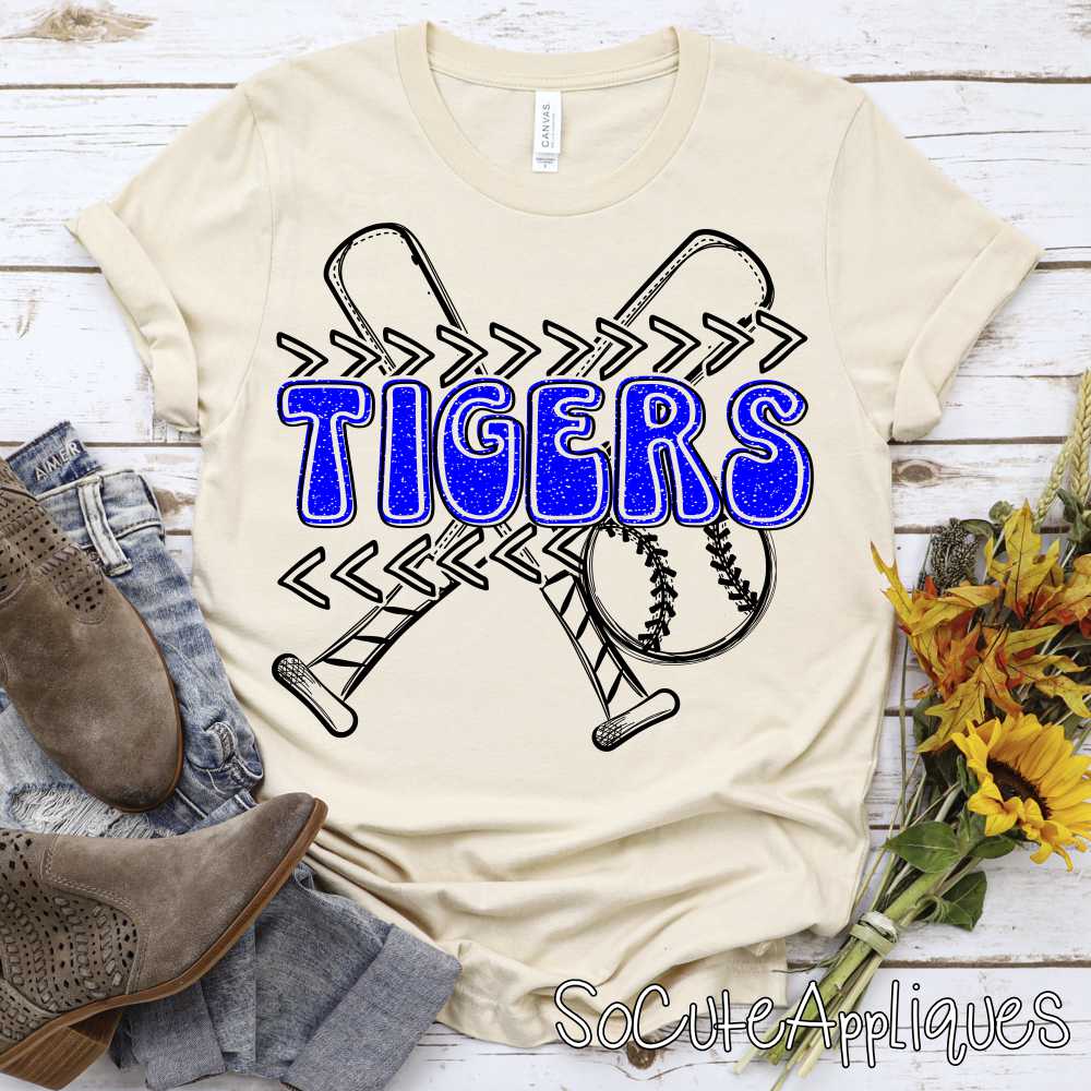 MASCOT Crossed bat stitches with TEAM color mascot *DTF* Transfer - Image 6