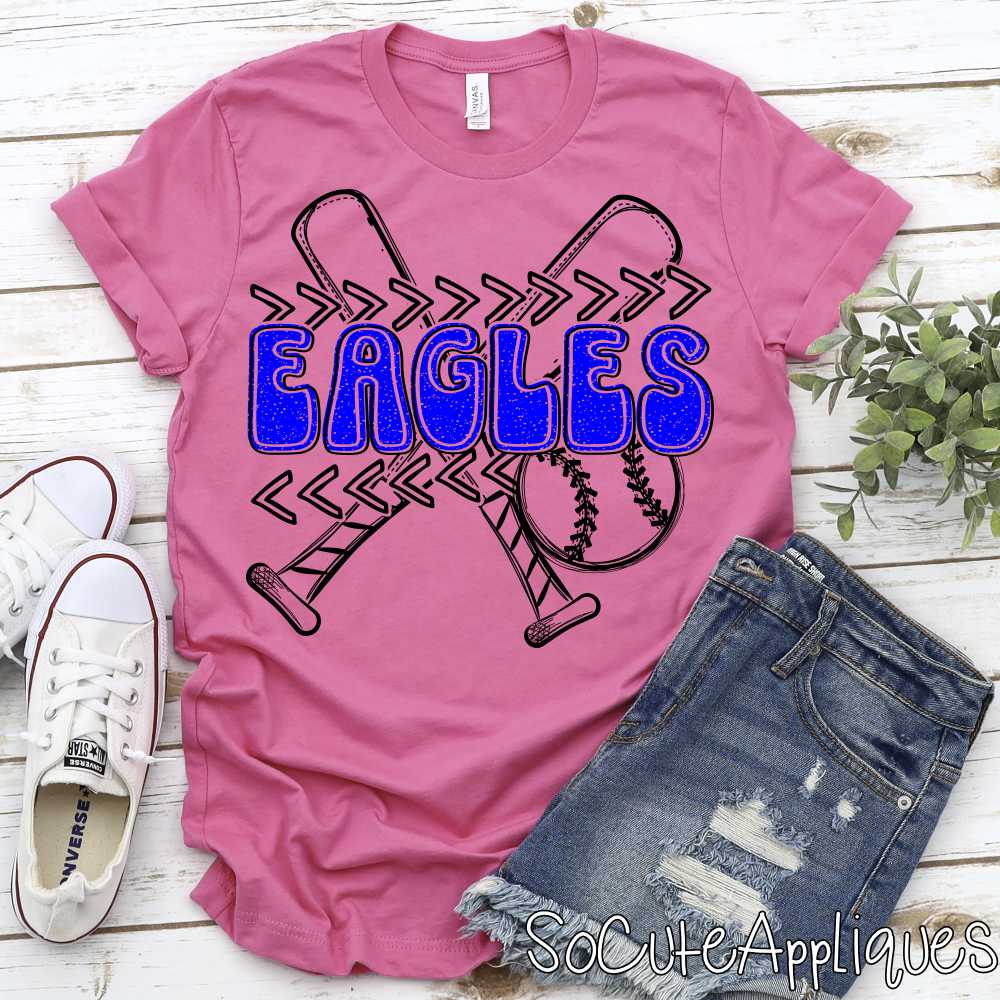 MASCOT Crossed bat stitches with TEAM color mascot *DTF* Transfer - Image 7