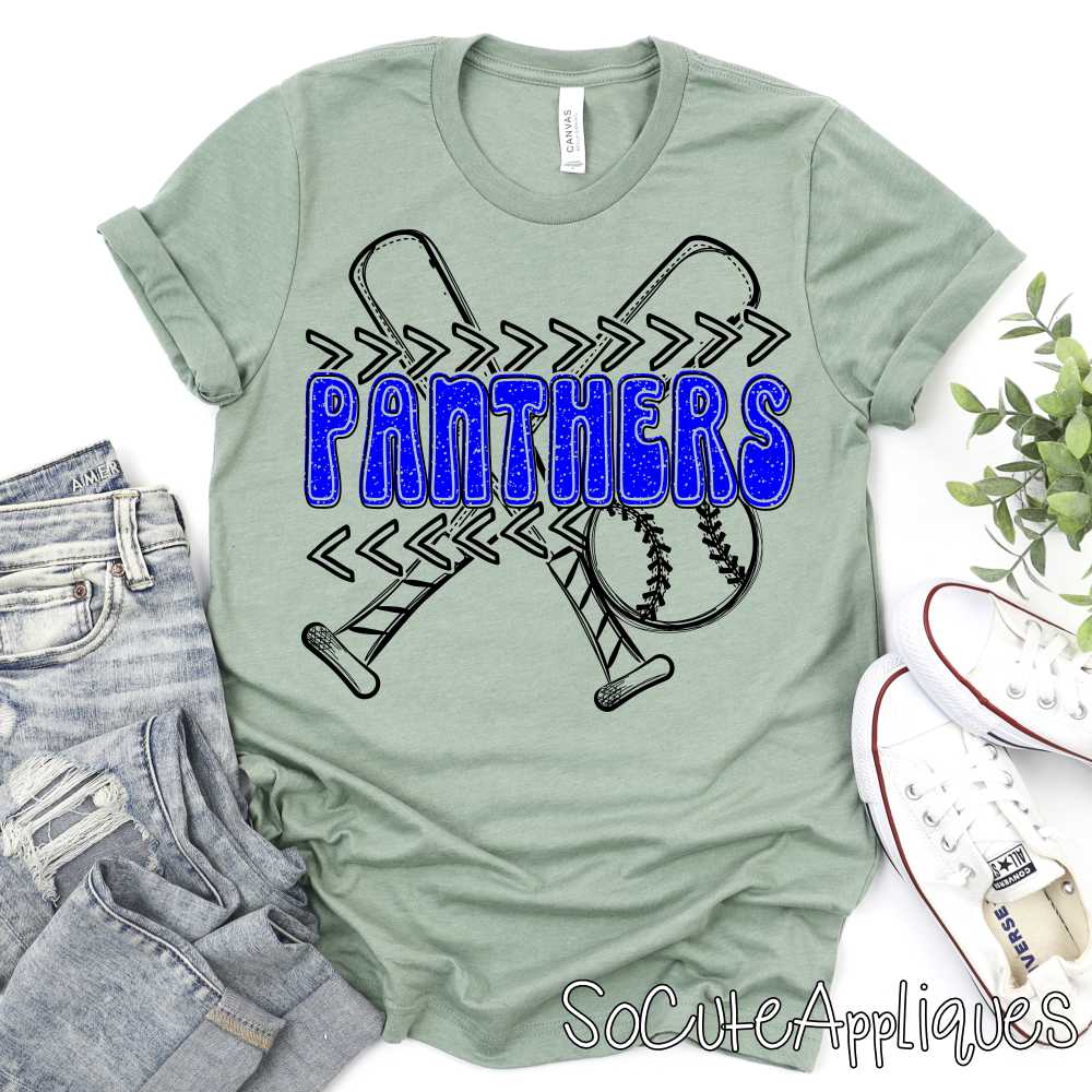 MASCOT Crossed bat stitches with TEAM color mascot *DTF* Transfer - Image 8