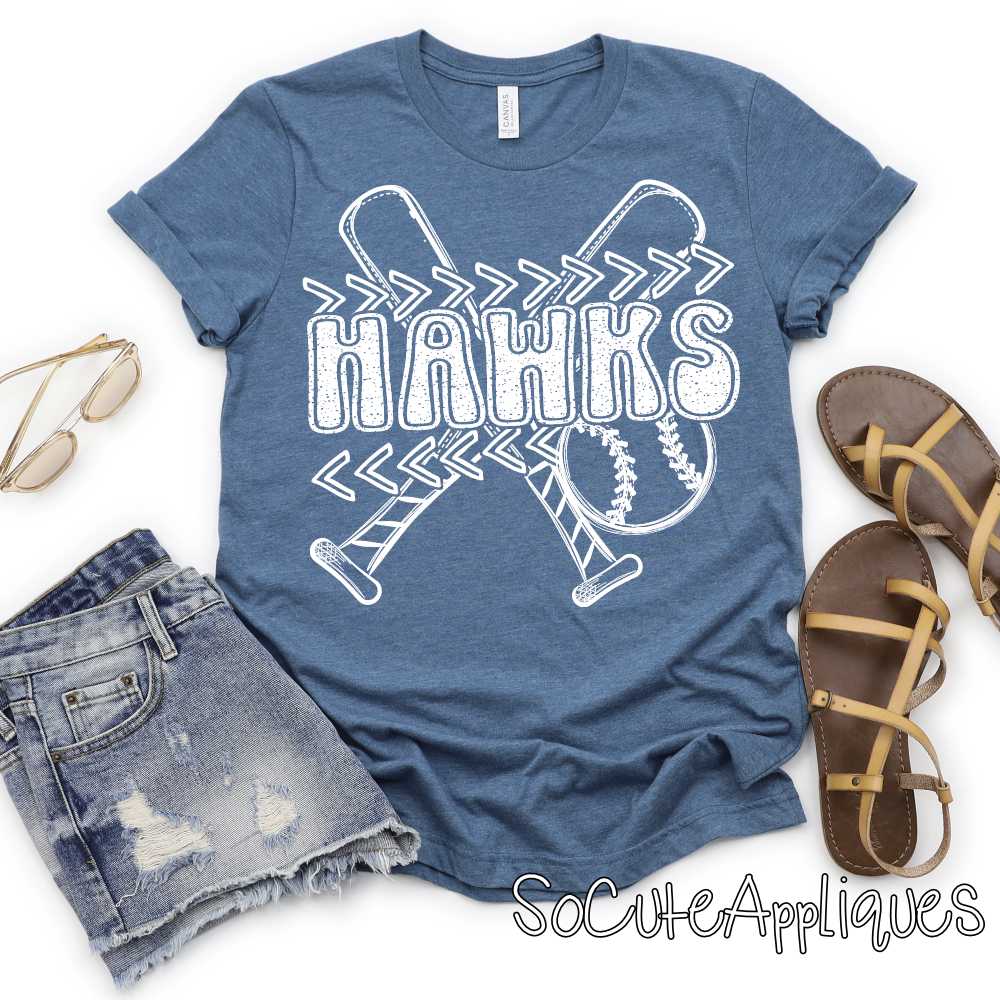 MASCOT Baseball Softball Crossed bats stitches *DTF* Transfer You pick COLOR - Image 8