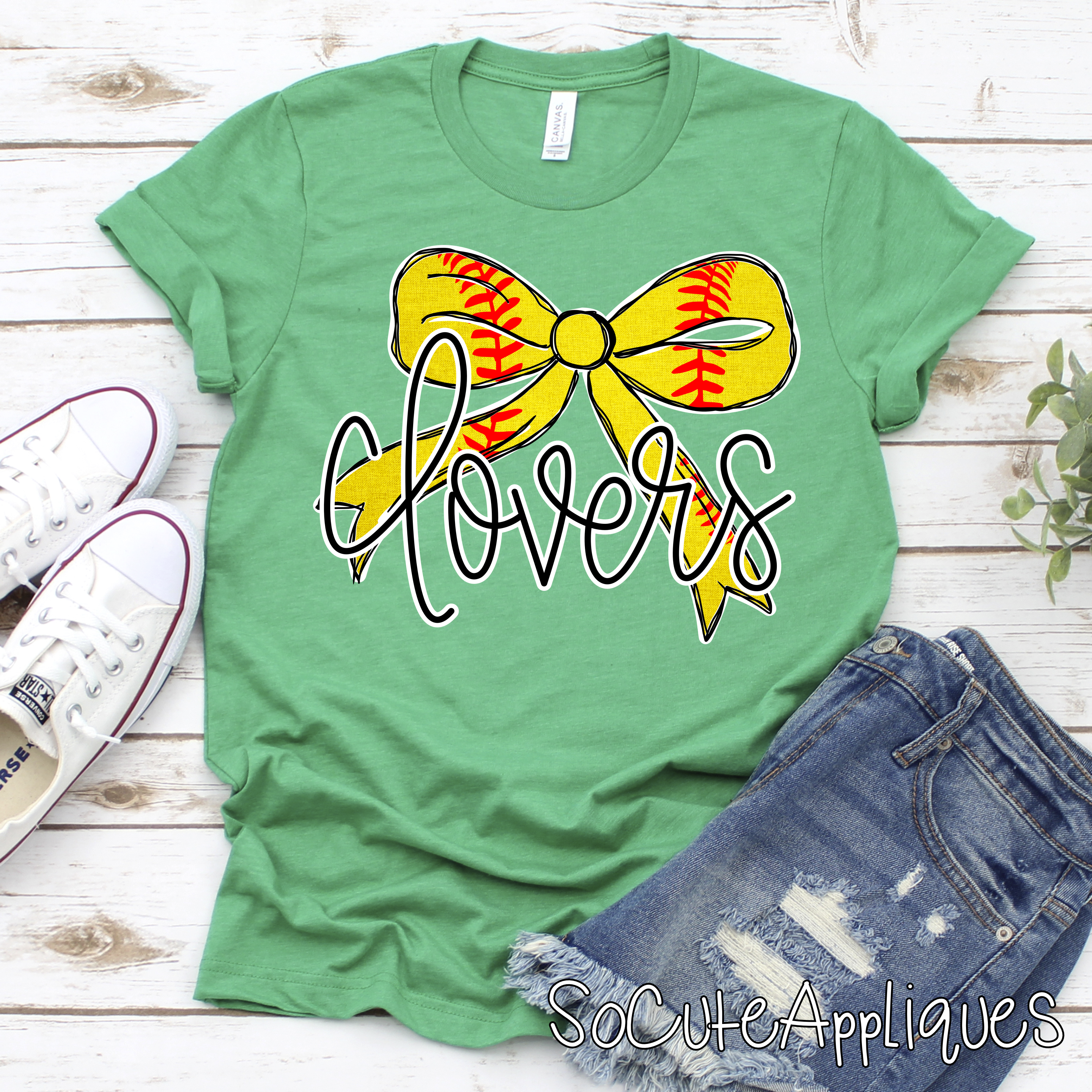 CLOVERS Softball bow *DTF* Transfer Jenny Sutherlin