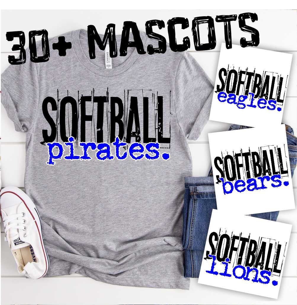 MASCOT Messy SOFTBALL mascot *DTF* Transfer