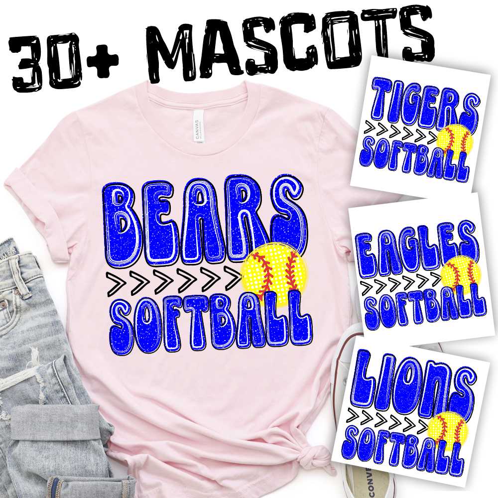 MASCOT SOFTBALL stacked polka dot ball *DTF* Transfer