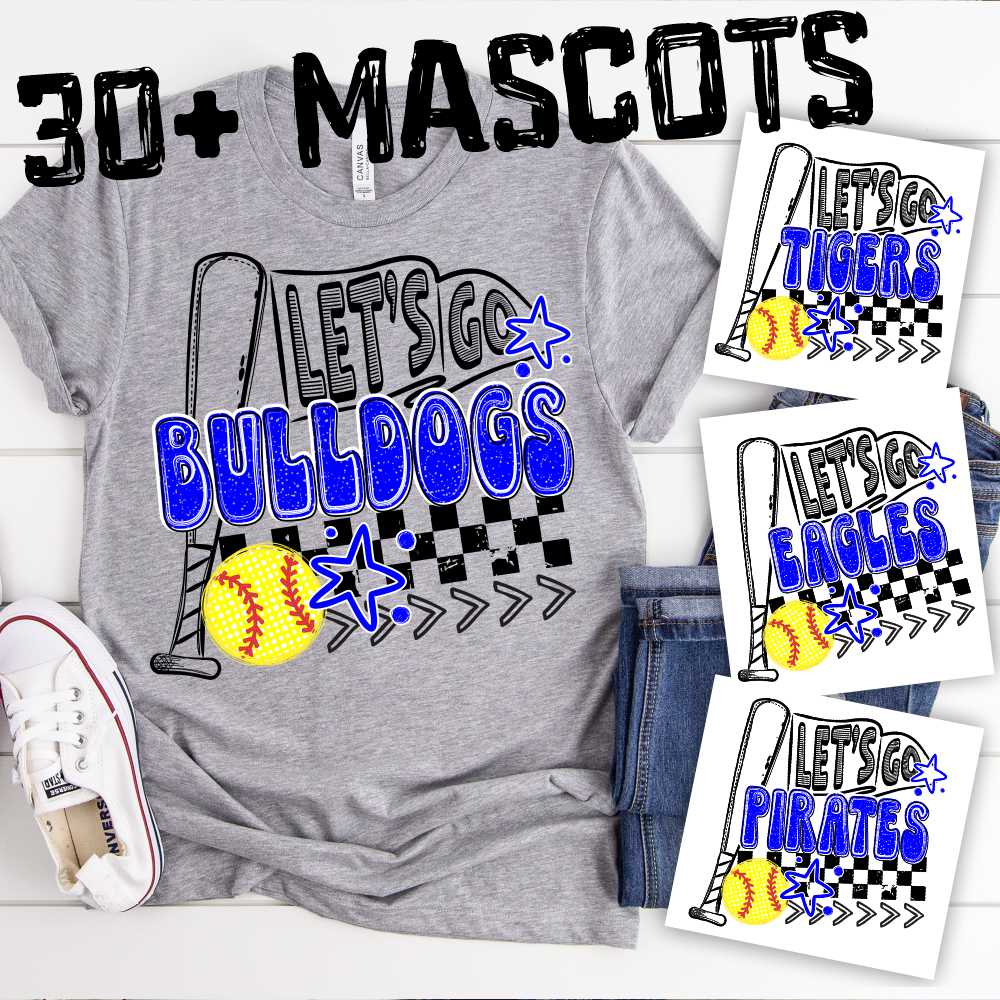 MASCOT Let's go SOFTBALL flag and bat *DTF* Transfer