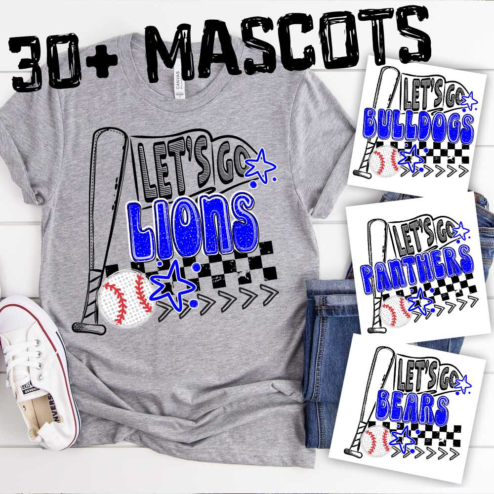 MASCOT Let's go BASEBALL flag and bat *DTF* Transfer