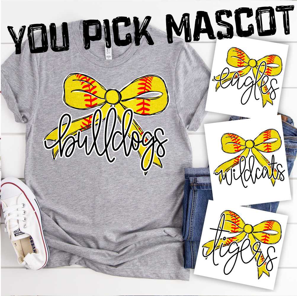 MASCOT SOFTBALL bow *DTF* Transfer